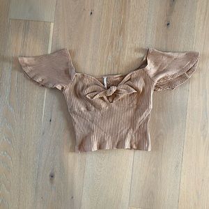 Free people crop top with flutter sleeves